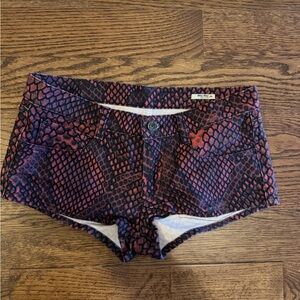 Miu Miu Red and Black Snake Print Shorts